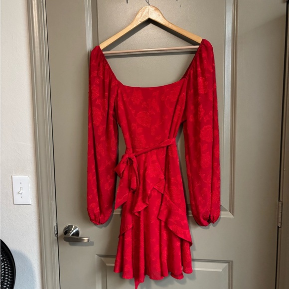 Francesca's Collections Dresses & Skirts - Francesca's Collections Vibrant Red Long Sleeve Dress
